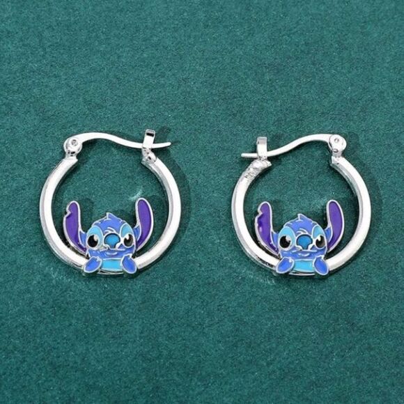 3 for $26 - Stitch Silver Hoop Earrings - Picture 1 of 4
